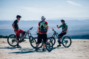 Bikers gather to discuss best ways to ride the Ribbon.